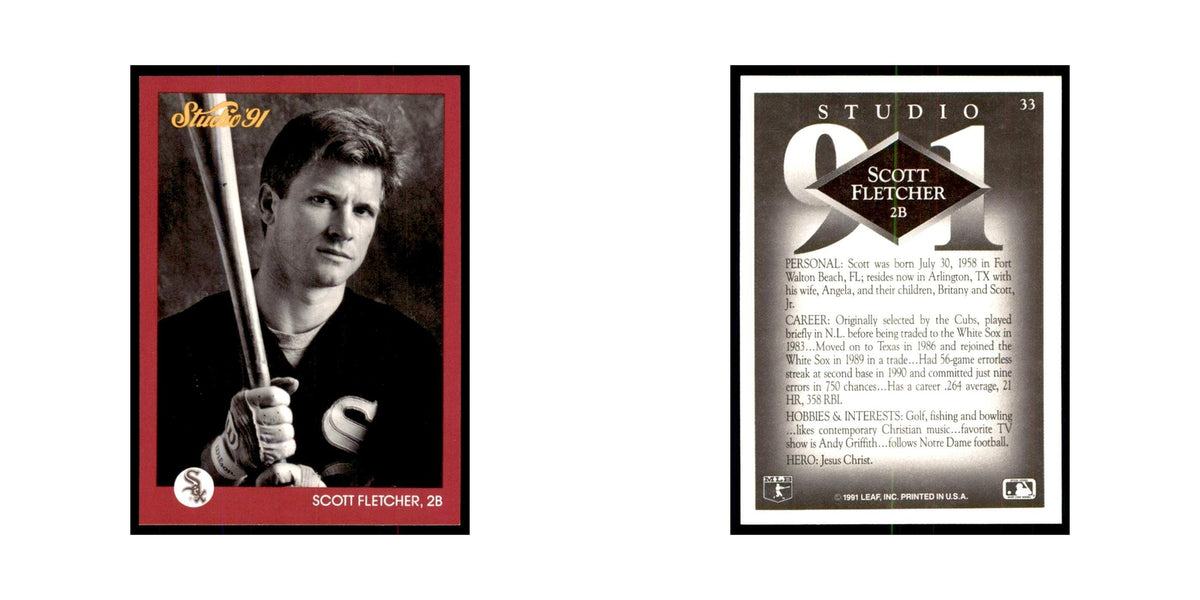 Scott Fletcher 1991 Studio #33 Baseball Cards Baseball Card NM