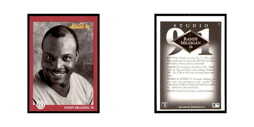 Randy Milligan 1991 Studio #7 Baseball Cards Baseball Card NM