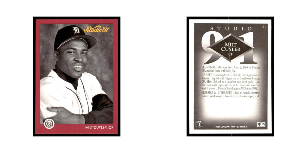 Milt Cuyler 1991 Studio #51 Baseball Cards Baseball Card NM