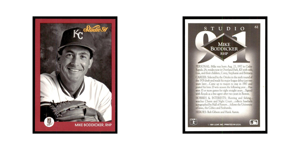 Mike Boddicker 1991 Studio #61 Baseball Cards Baseball Card NM