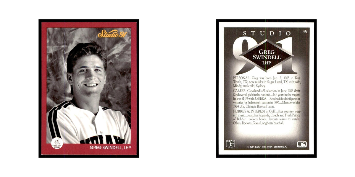 Greg Swindell 1991 Studio #49 Baseball Cards Baseball Card NM