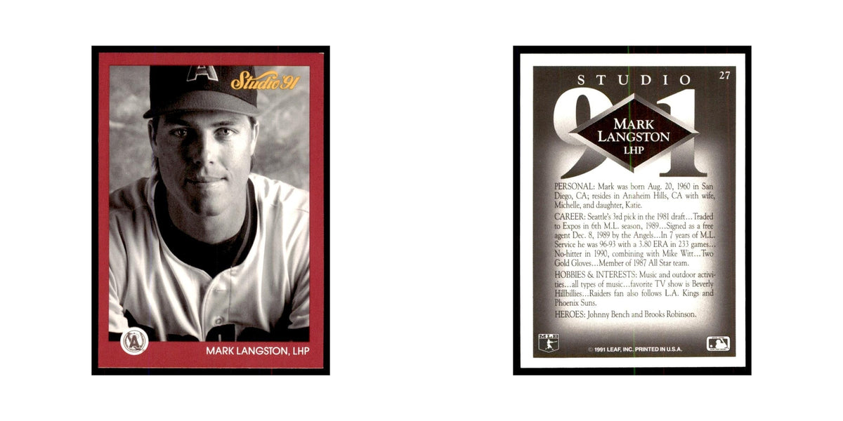 Mark Langston 1991 Studio #27 Baseball Cards Baseball Card NM
