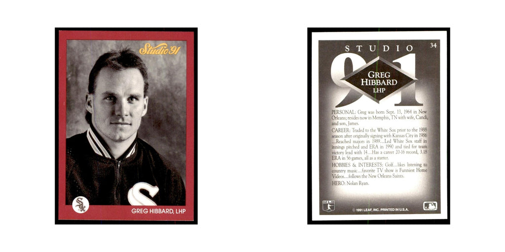 Greg Hibbard 1991 Studio #34 Baseball Cards Baseball Card NM