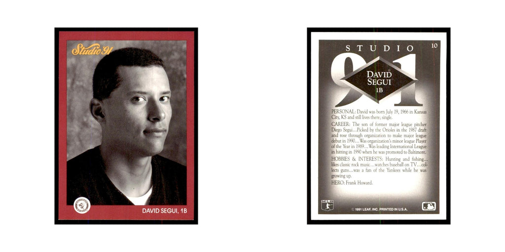 David Segui 1991 Studio #10 Baseball Cards Baseball Card NM