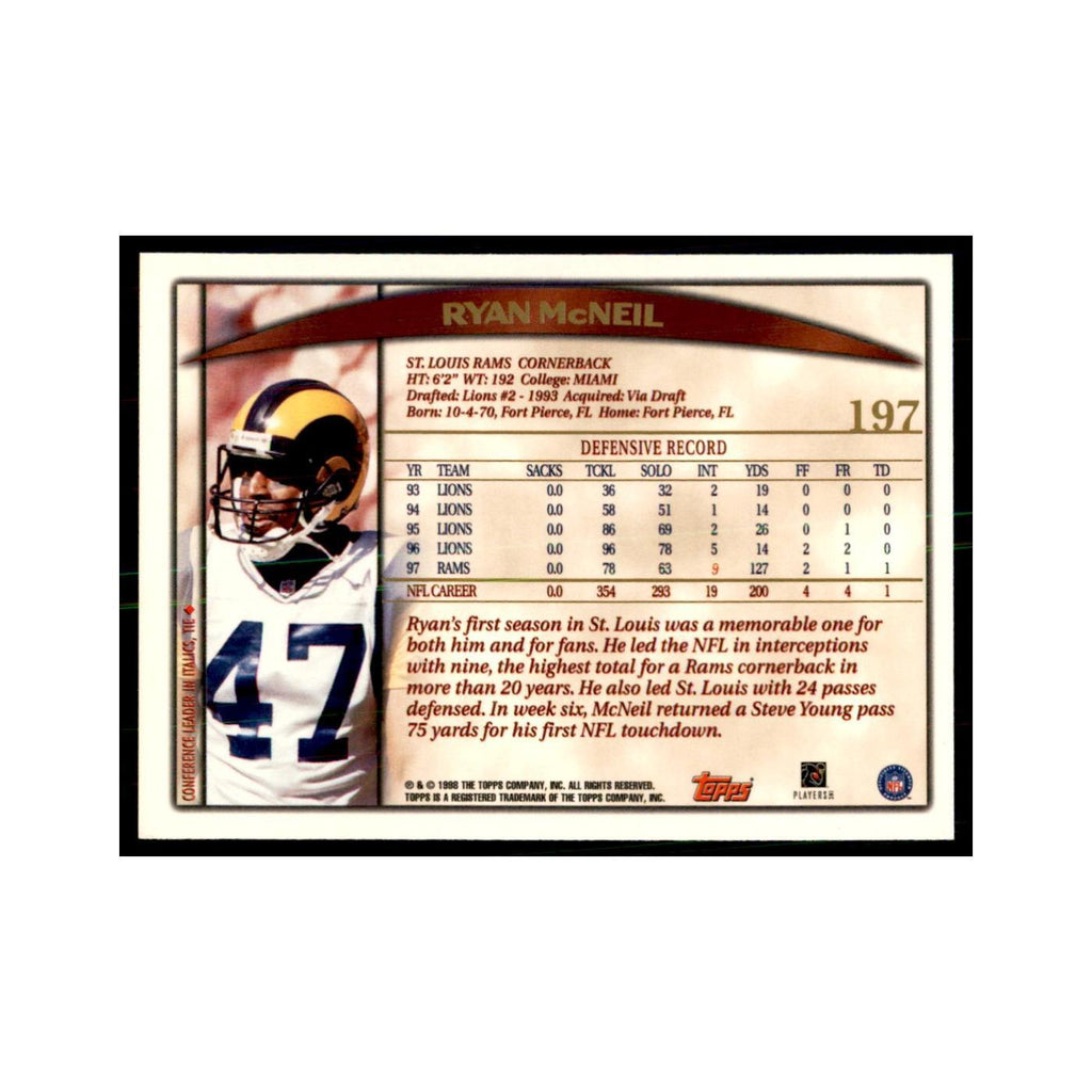 Ryan McNeil 1998 Topps #197 Football Cards Football Card NM