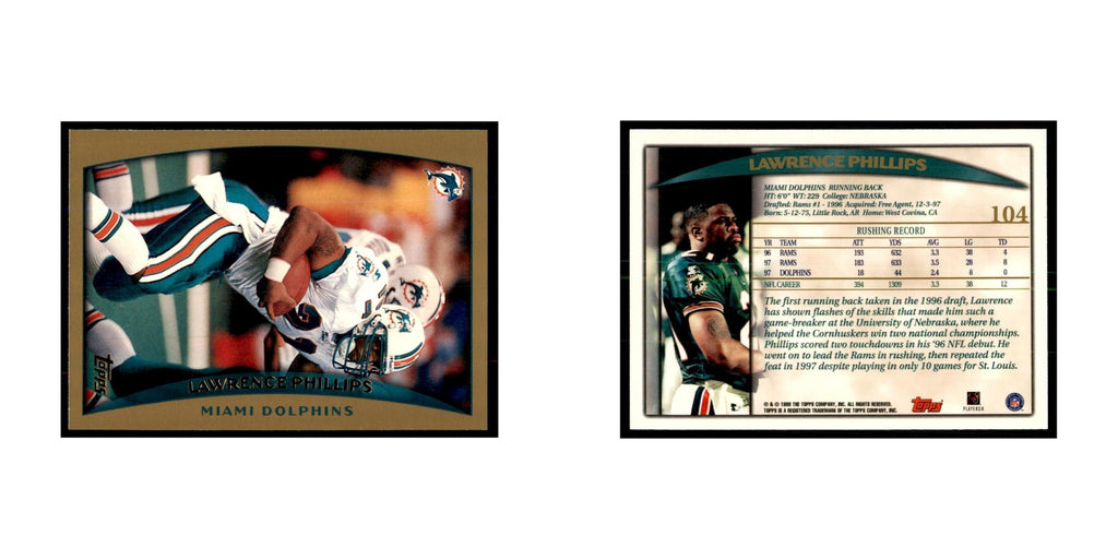 Lawrence Phillips 1998 Topps #104 Football Cards Football Card NM