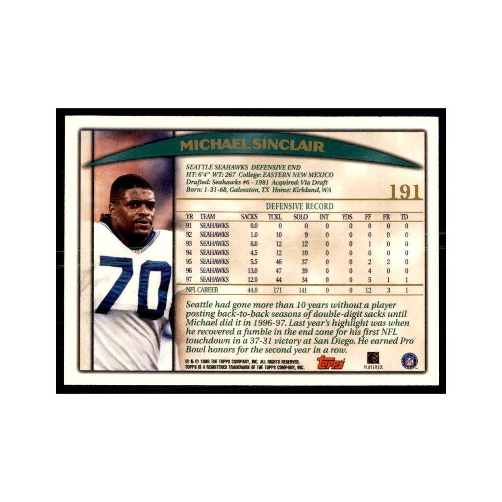 Michael Sinclair 1998 Topps #191 Football Cards Football Card NM