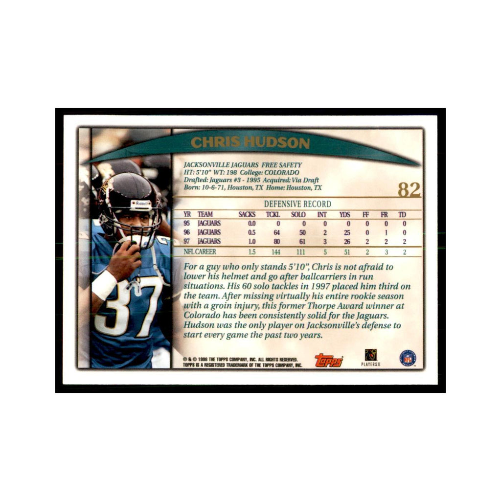 Chris Hudson 1998 Topps #82 Football Cards Football Card NM