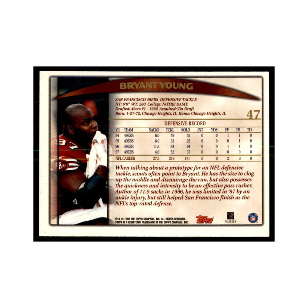 Bryant Young 1998 Topps #47 Football Cards Football Card NM