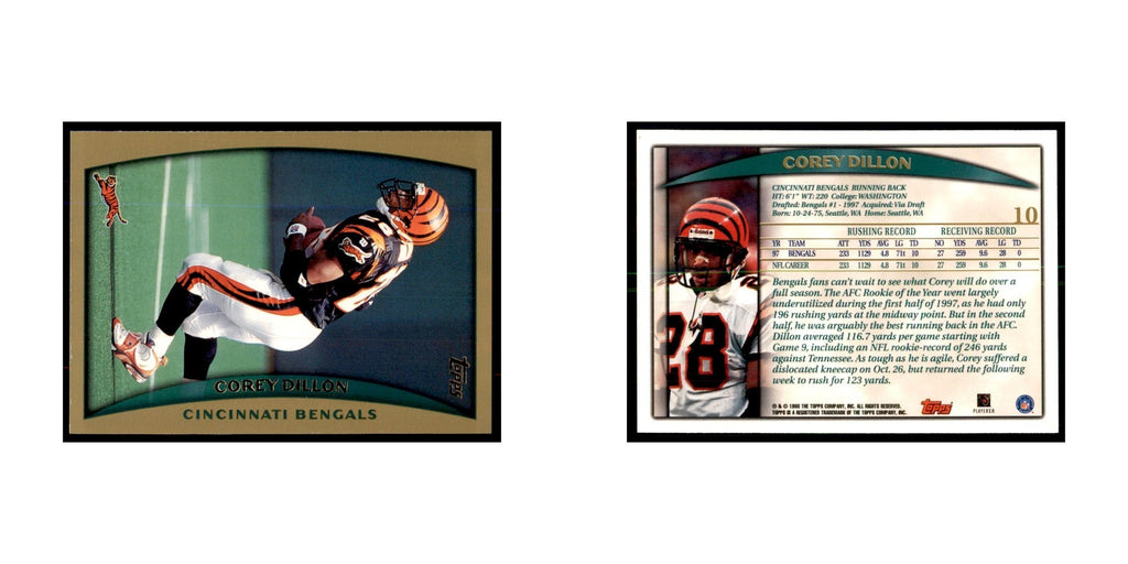 Corey Dillon 1998 Topps #10 Football Cards Football Card NM
