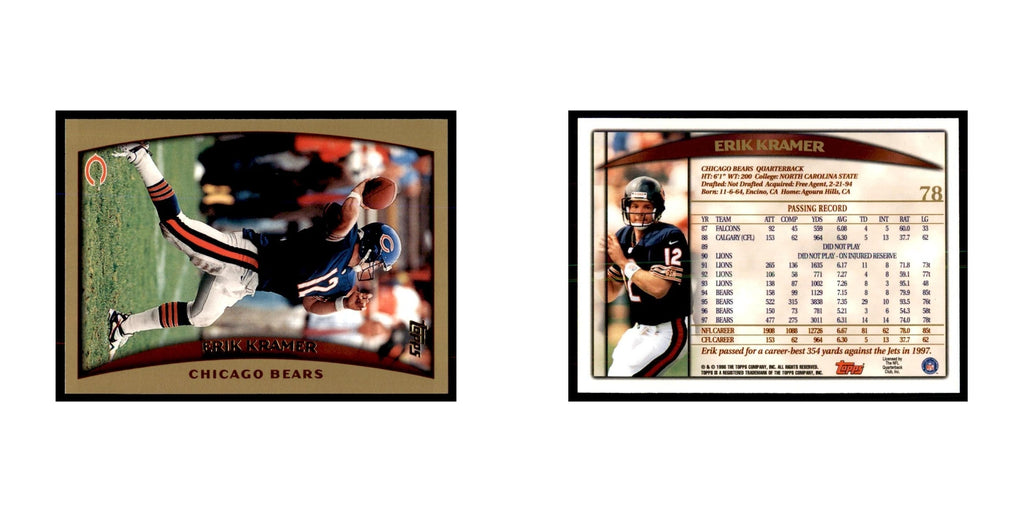 Erik Kramer 1998 Topps #78 Football Cards Football Card NM
