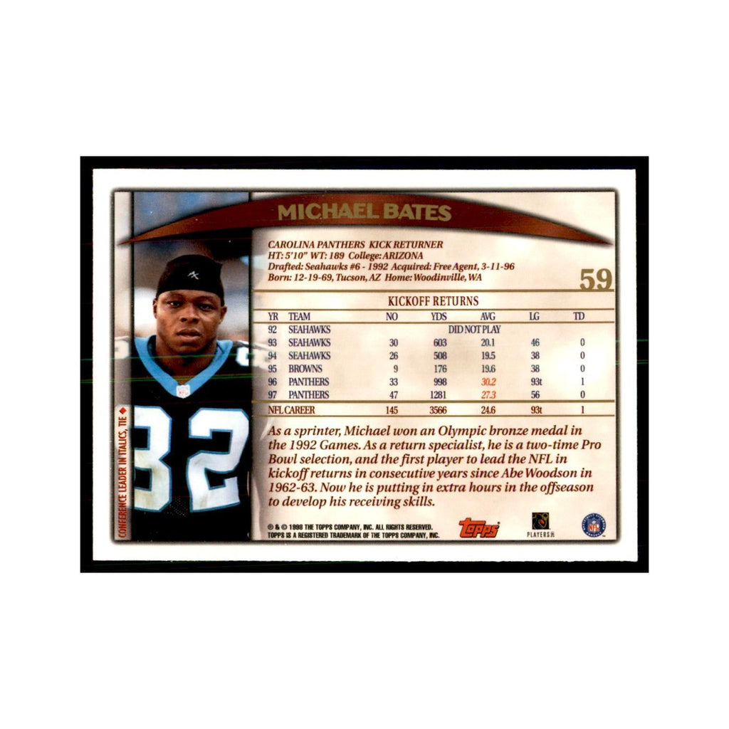 Michael Bates 1998 Topps #59 Football Cards Football Card NM