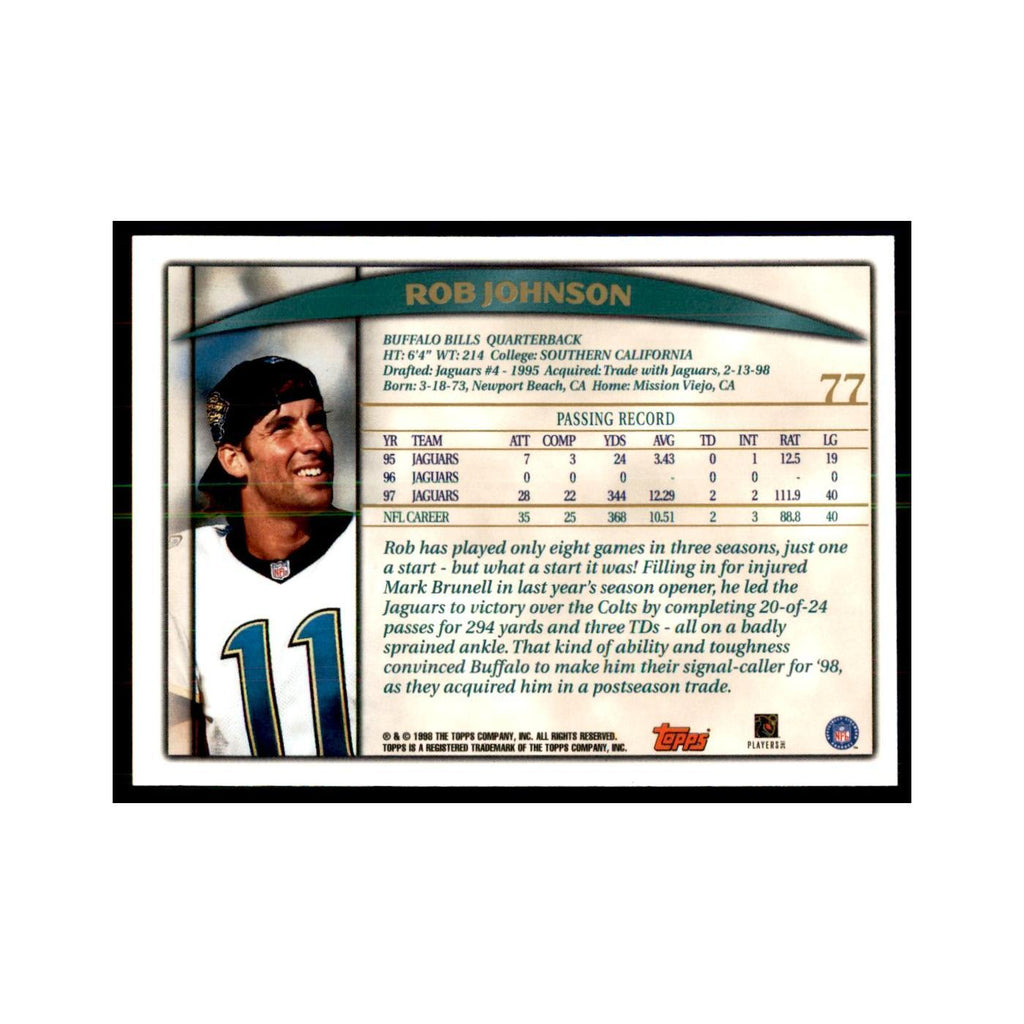 Rob Johnson 1998 Topps #77 Football Cards Football Card NM