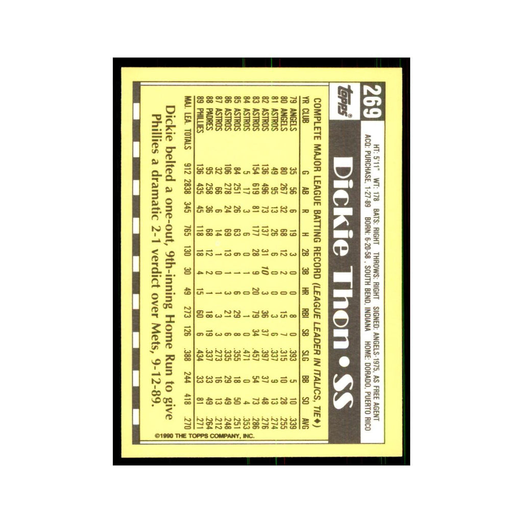 Dickie Thon 1990 Topps Tiffany #269 Philadelphia Phillies Baseball Card NM