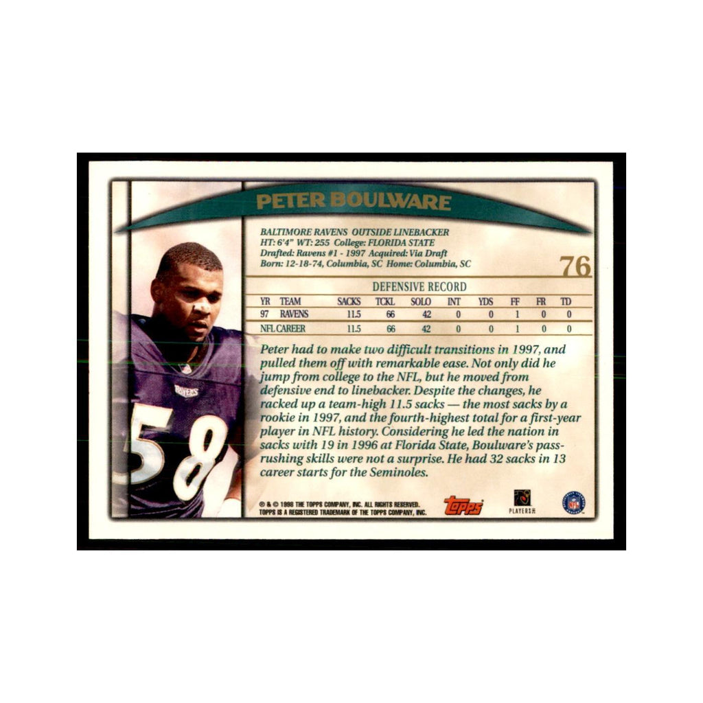 Peter Boulware 1998 Topps #76 Football Cards Football Card NM