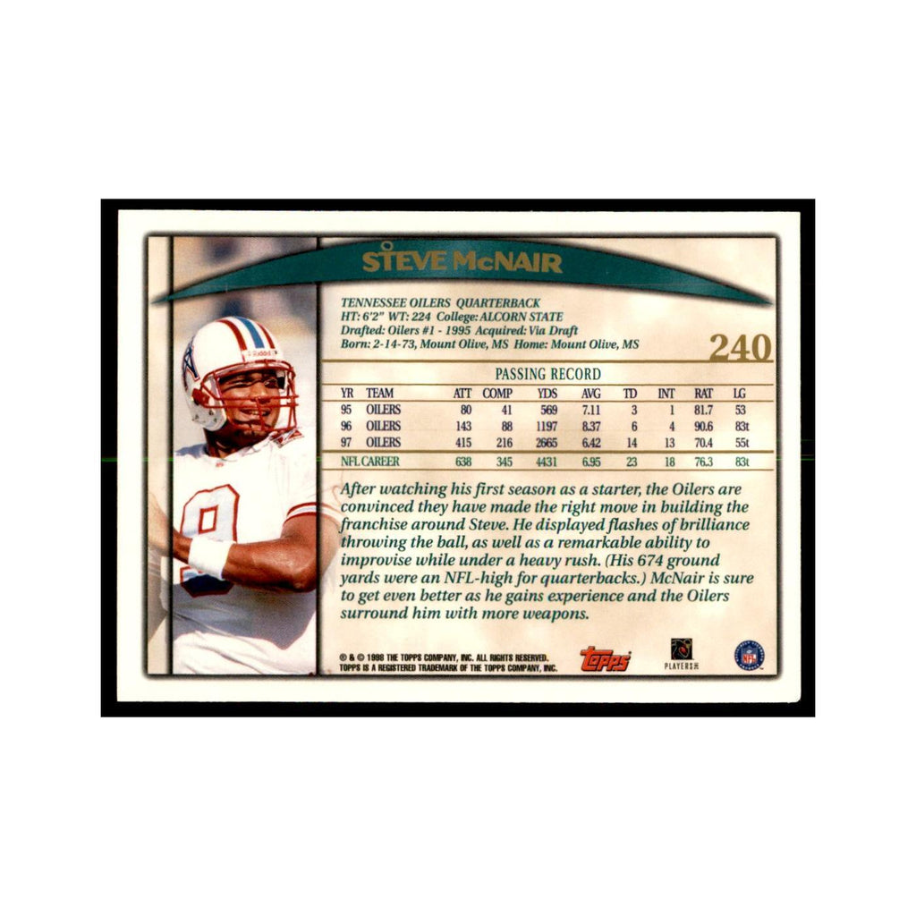 Steve McNair 1998 Topps #240 Football Cards Football Card NM