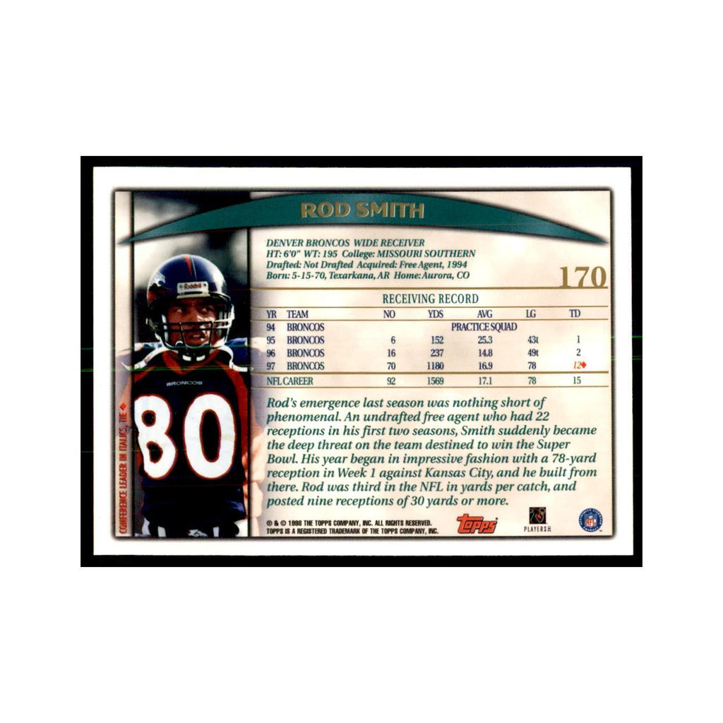 Rod Smith 1998 Topps #170 Football Cards Football Card NM