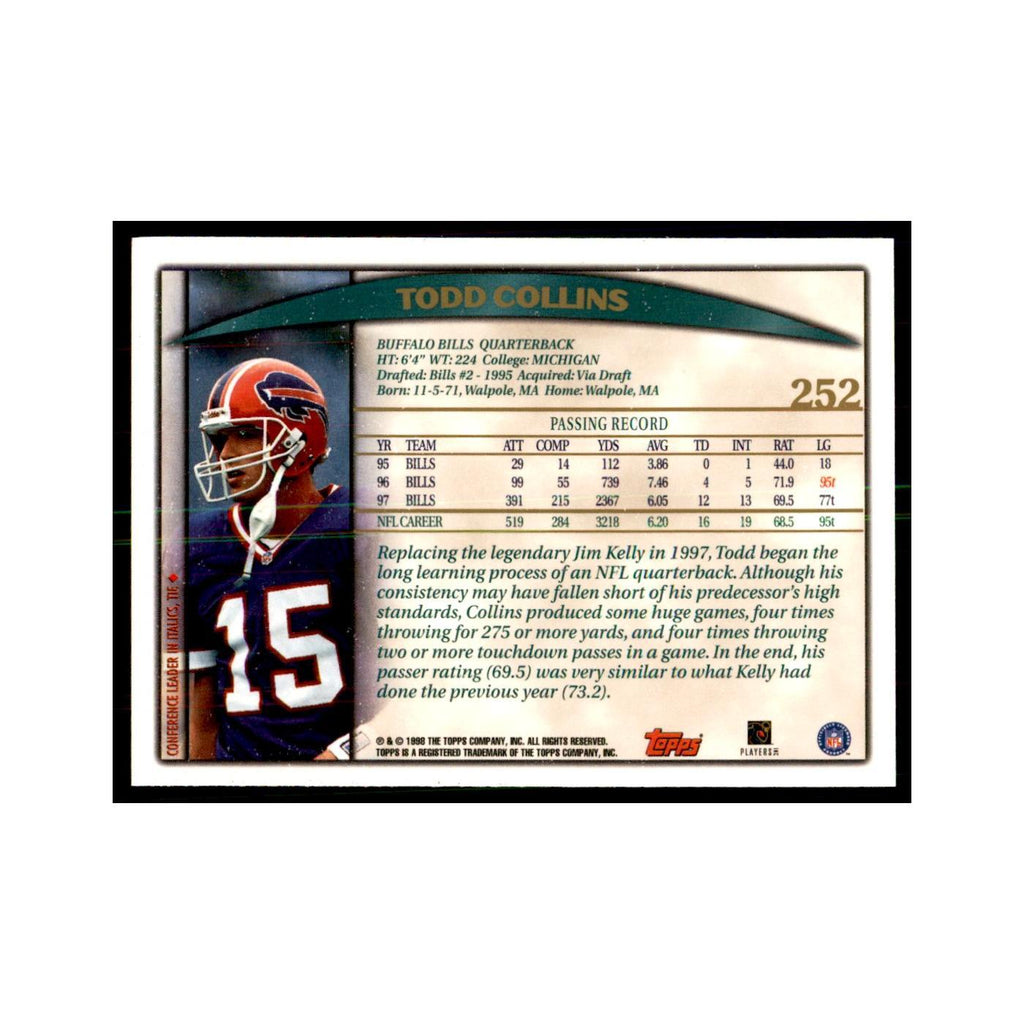 Todd Collins 1998 Topps #252 Football Cards Football Card NM