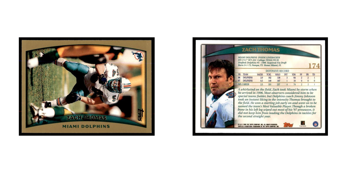 Zach Thomas 1998 Topps #174 Football Cards Football Card NM