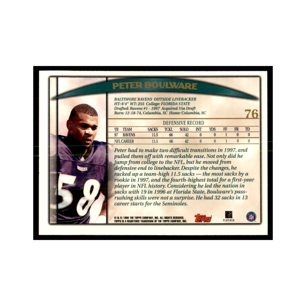 Peter Boulware 1998 Topps #76 Football Cards Football Card NM