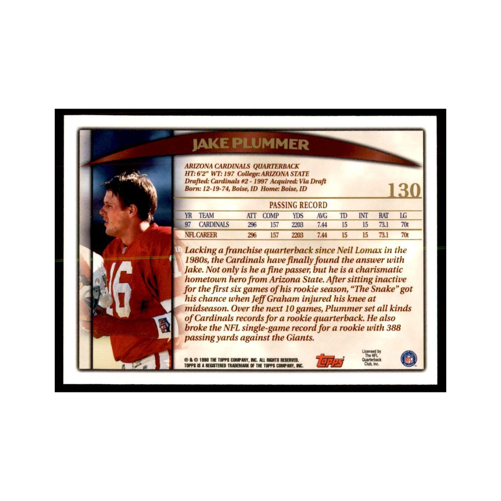 Jake Plummer 1998 Topps #130 Football Cards Football Card NM