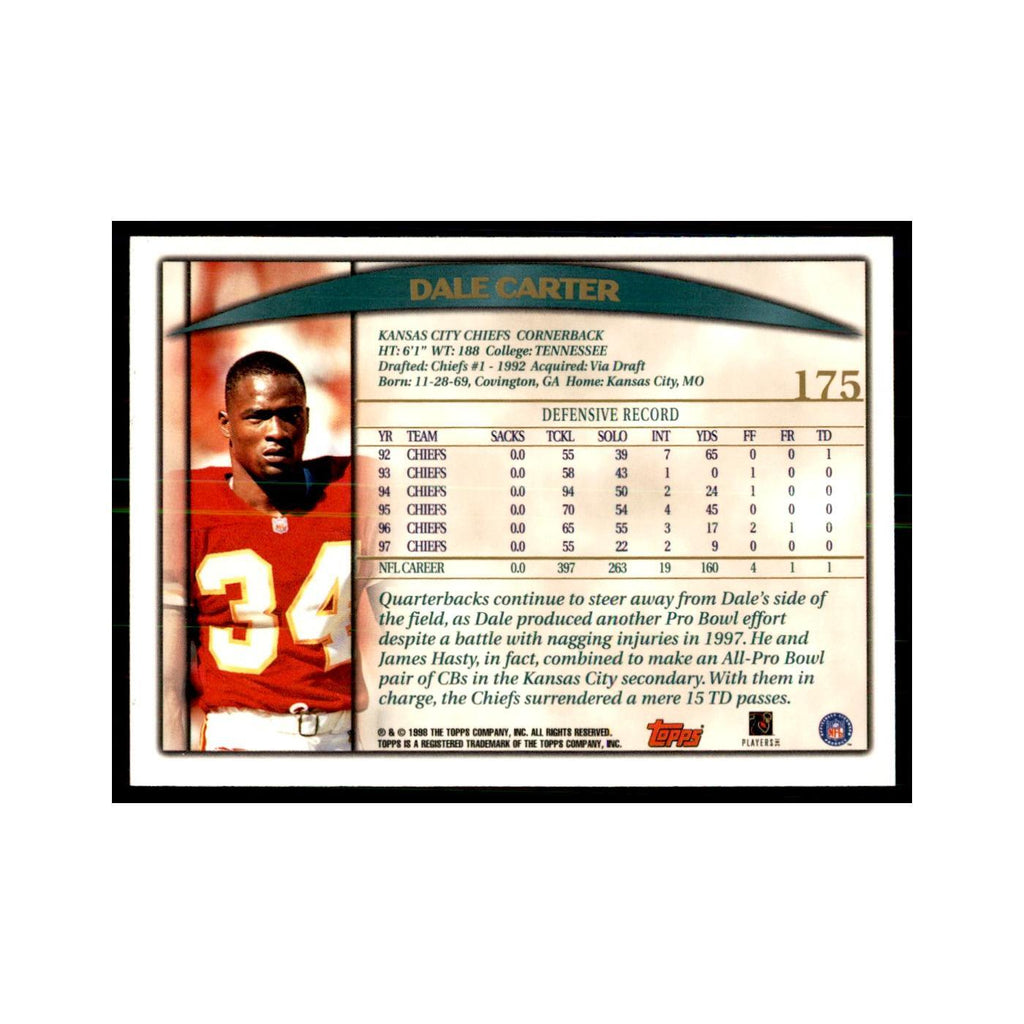 Dale Carter 1998 Topps #175 Football Cards Football Card NM