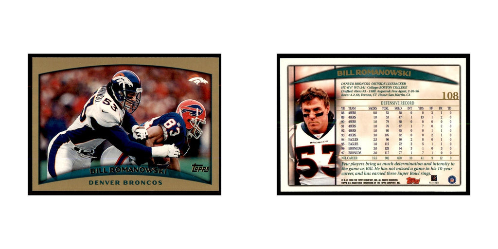 Bill Romanowski 1998 Topps #108 Football Cards Football Card NM