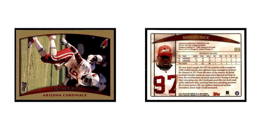 Simeon Rice 1998 Topps #89 Football Cards Football Card NM