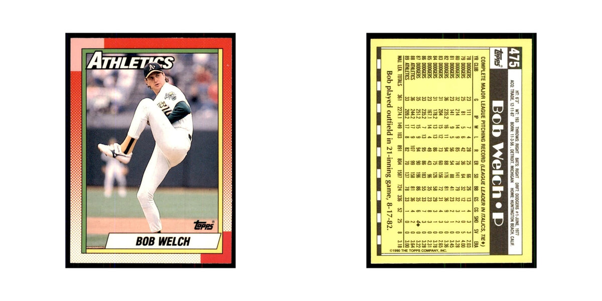 Bob Welch 1990 Topps Tiffany #475 Oakland Athletics Baseball Card NM