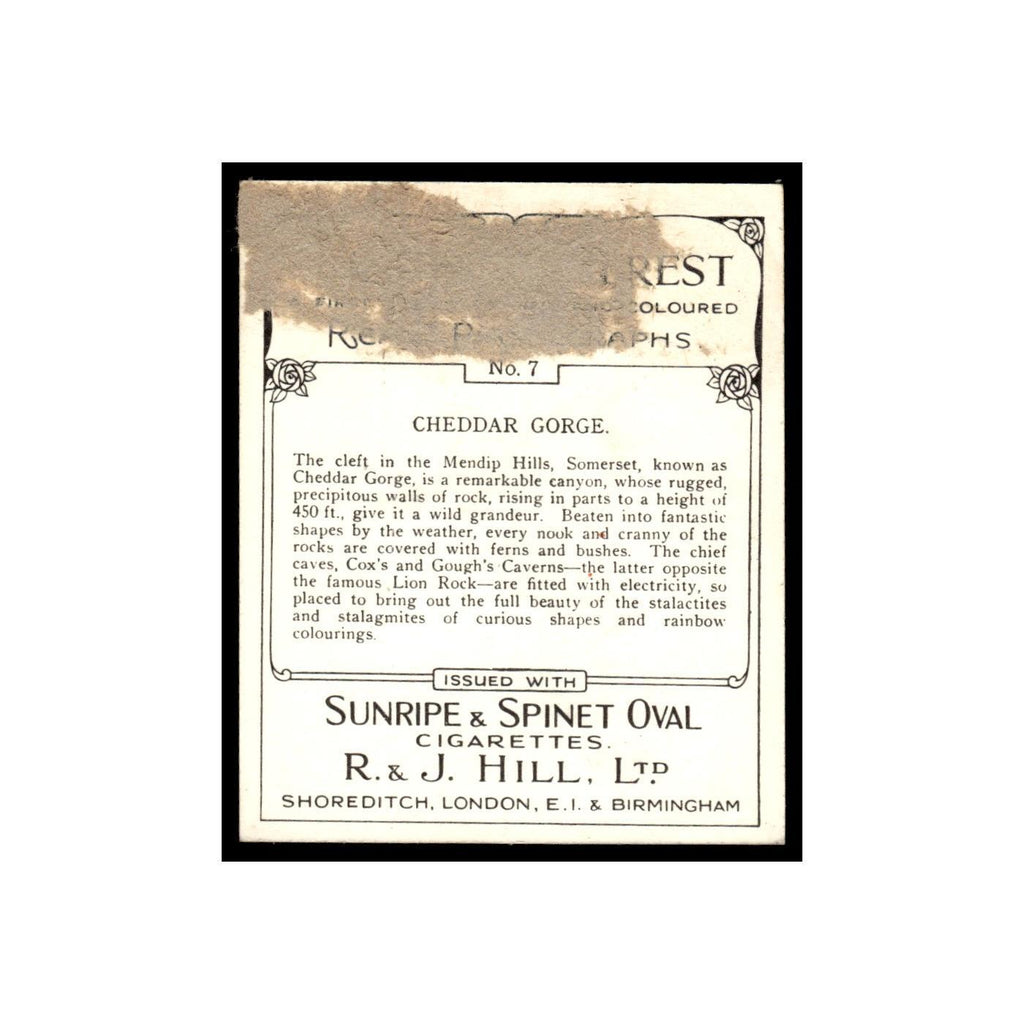 Cheddar Gorge 1938 Sunripe Spinet Oval Cigarettes Views of Interest #7 Poor