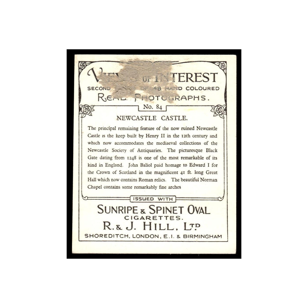 Newcastle Castle 1938 Sunripe Spinet Oval Cigarettes Views of Interest #84 Poor