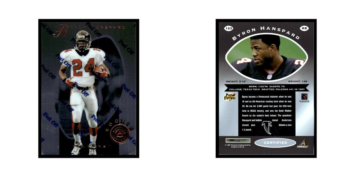 Byron Hanspard 1997 Pinnacle Certified with Coating #123 Atlanta Falcons NM