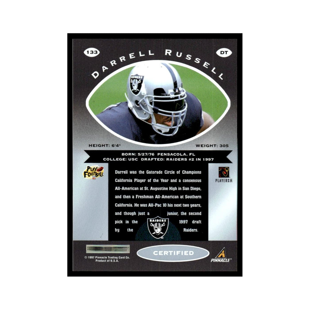 Darrell Russell 1997 Pinnacle Certified with Coating #133 Oakland Raiders NM