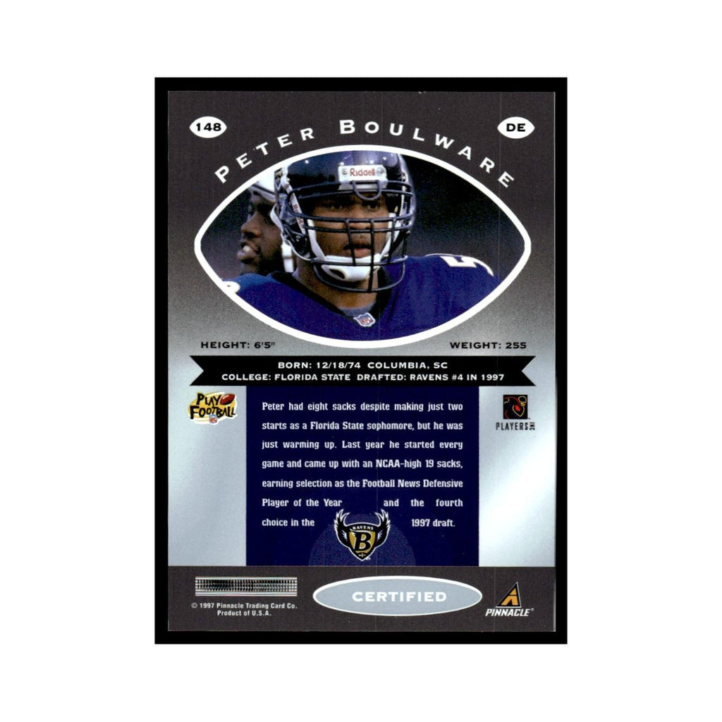 Peter Boulware 1997 Pinnacle Certified with Coating #148 Baltimore Ravens NM