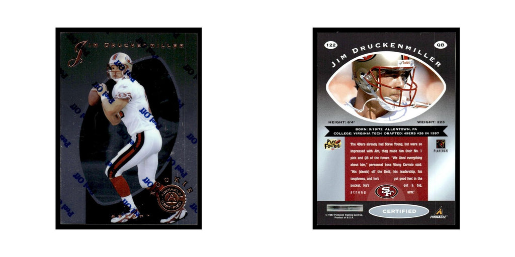 Jim Druckenmiller 1997 Pinnacle Certified with Coating #122 49ers NM