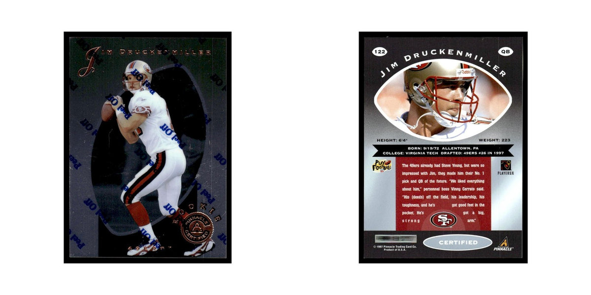 Jim Druckenmiller 1997 Pinnacle Certified with Coating #122 49ers NM