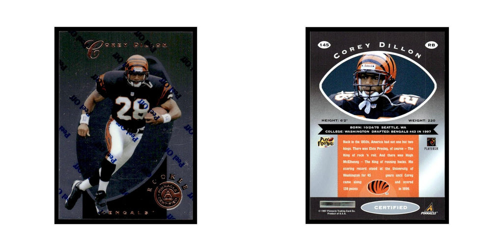 Corey Dillon 1997 Pinnacle Certified with Coating #145 Cincinnati Bengals NM