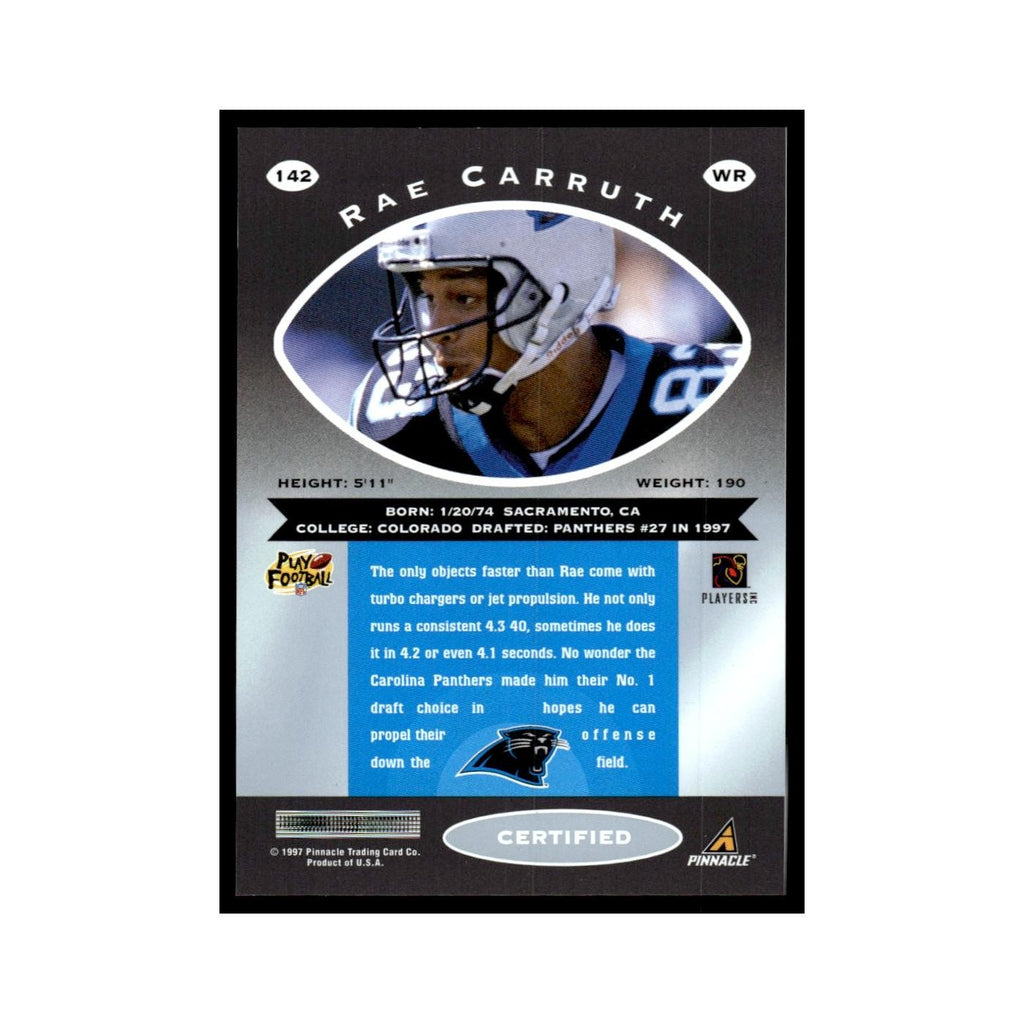 Rae Carruth 1997 Pinnacle Certified with Coating #142 Carolina Panthers NM