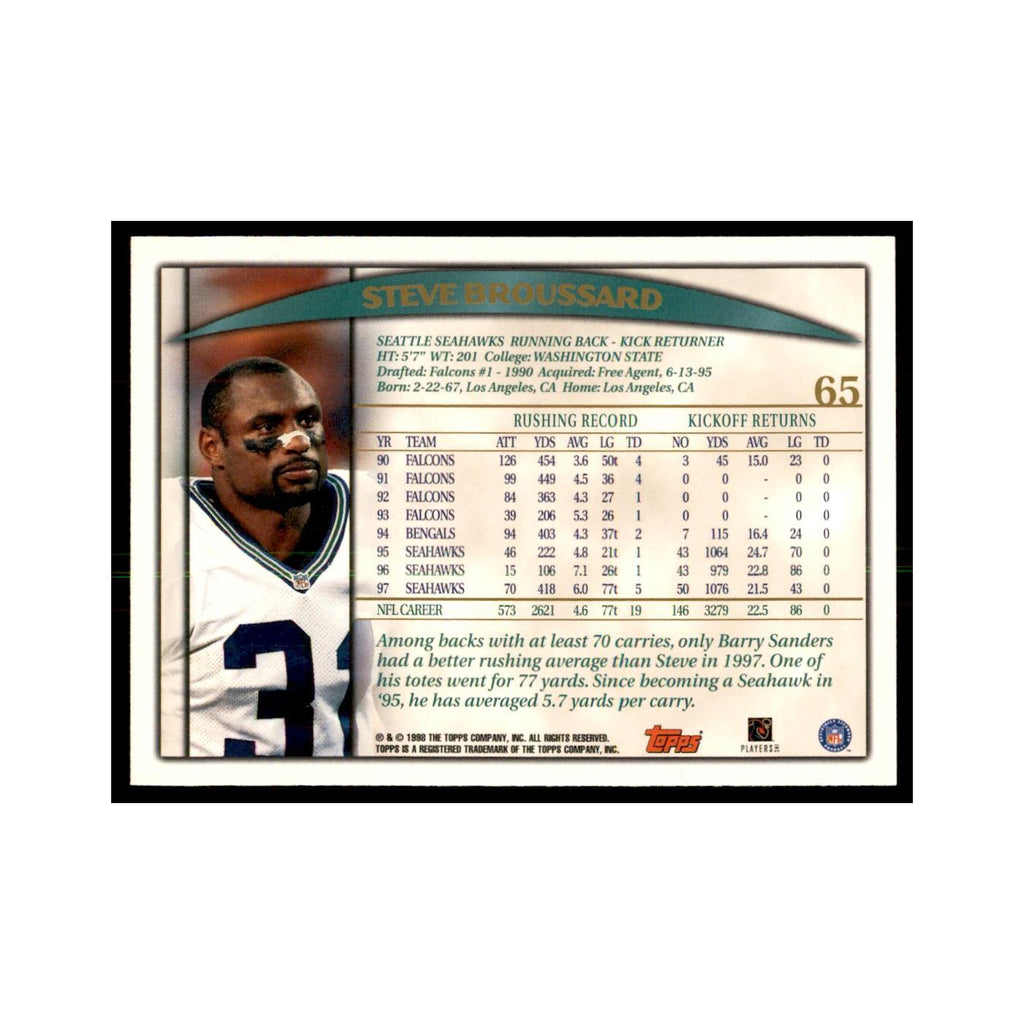 Steve Broussard 1998 Topps #65 Football Cards Football Card NM