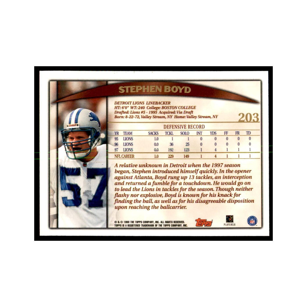 Stephen Boyd 1998 Topps #203 Football Cards Football Card NM