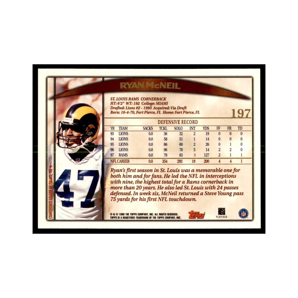 Ryan McNeil 1998 Topps #197 Football Cards Football Card NM