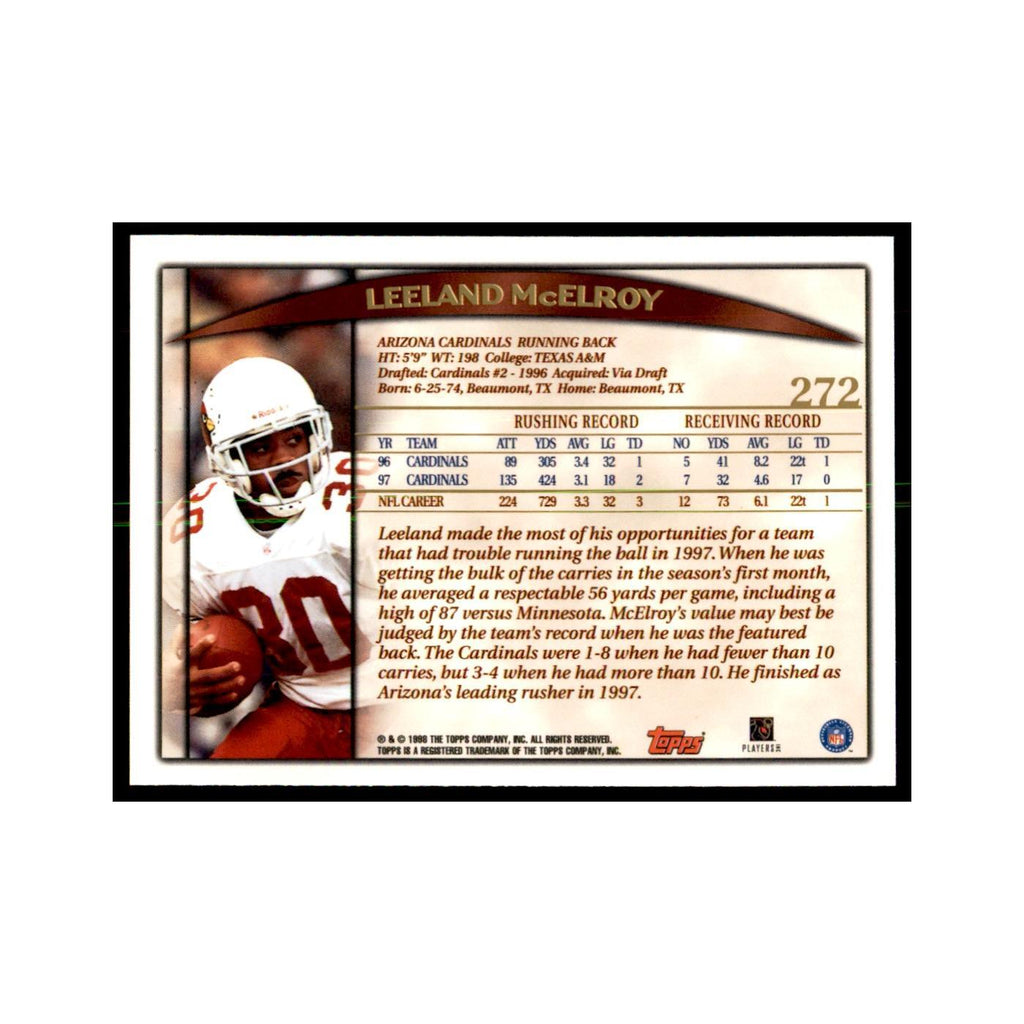 Leeland McElroy 1998 Topps #272 Football Cards Football Card NM