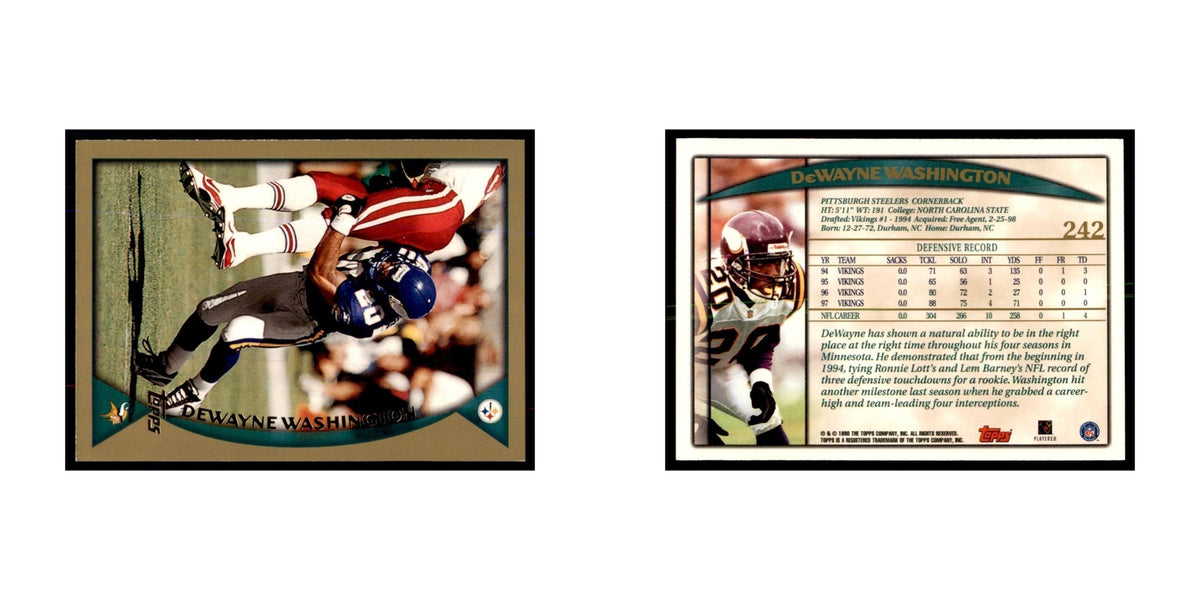 Dewayne Washington 1998 Topps #242 Football Cards Football Card NM