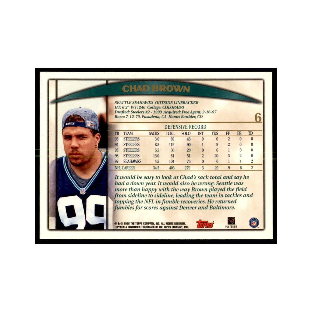 Chad Brown 1998 Topps #6 Football Cards Football Card NM