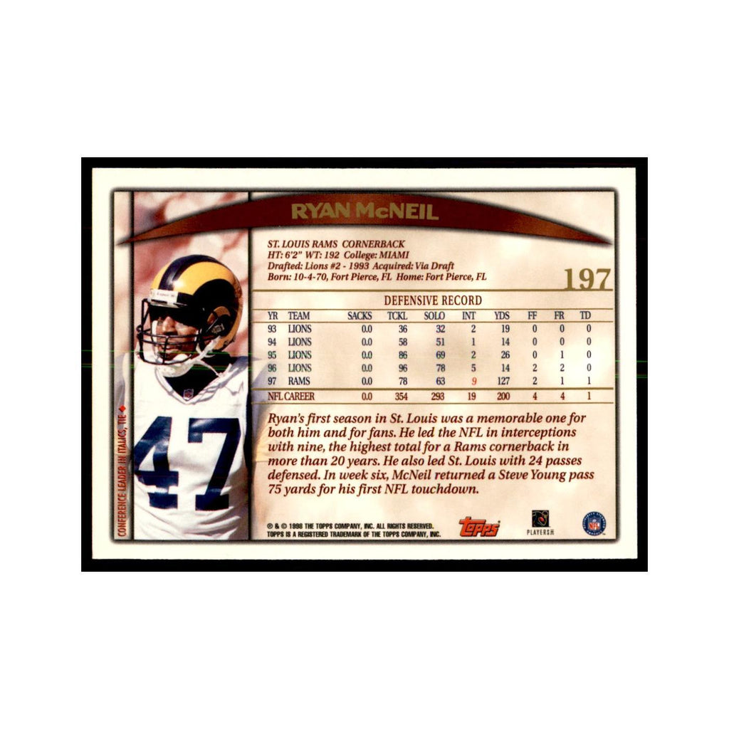 Ryan McNeil 1998 Topps #197 Football Cards Football Card NM