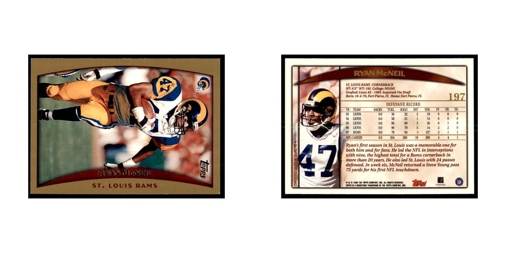 Ryan McNeil 1998 Topps #197 Football Cards Football Card NM