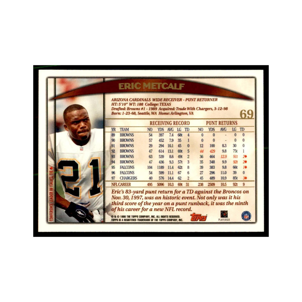 Eric Metcalf 1998 Topps #69 Football Cards Football Card NM
