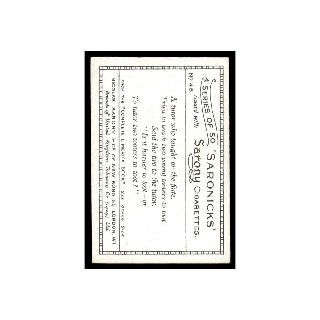Saronicks 1929 Sarony Cigarettes #48  Card VG