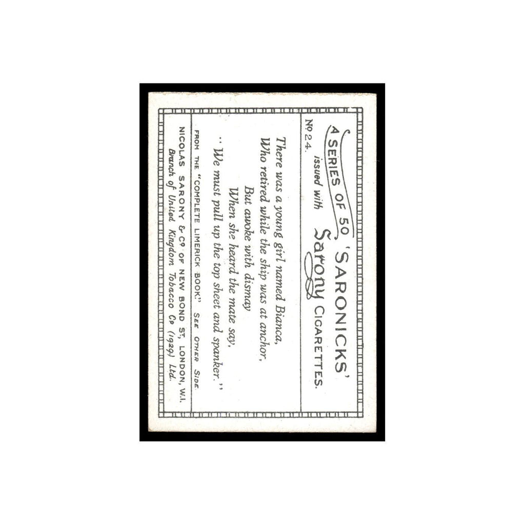 Saronicks 1929 Sarony Cigarettes #24 Card VG