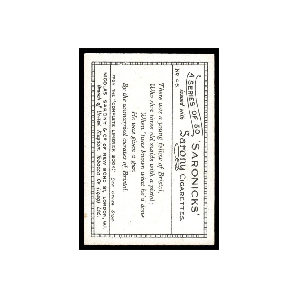 Saronicks 1929 Sarony Cigarettes #46 Card VG